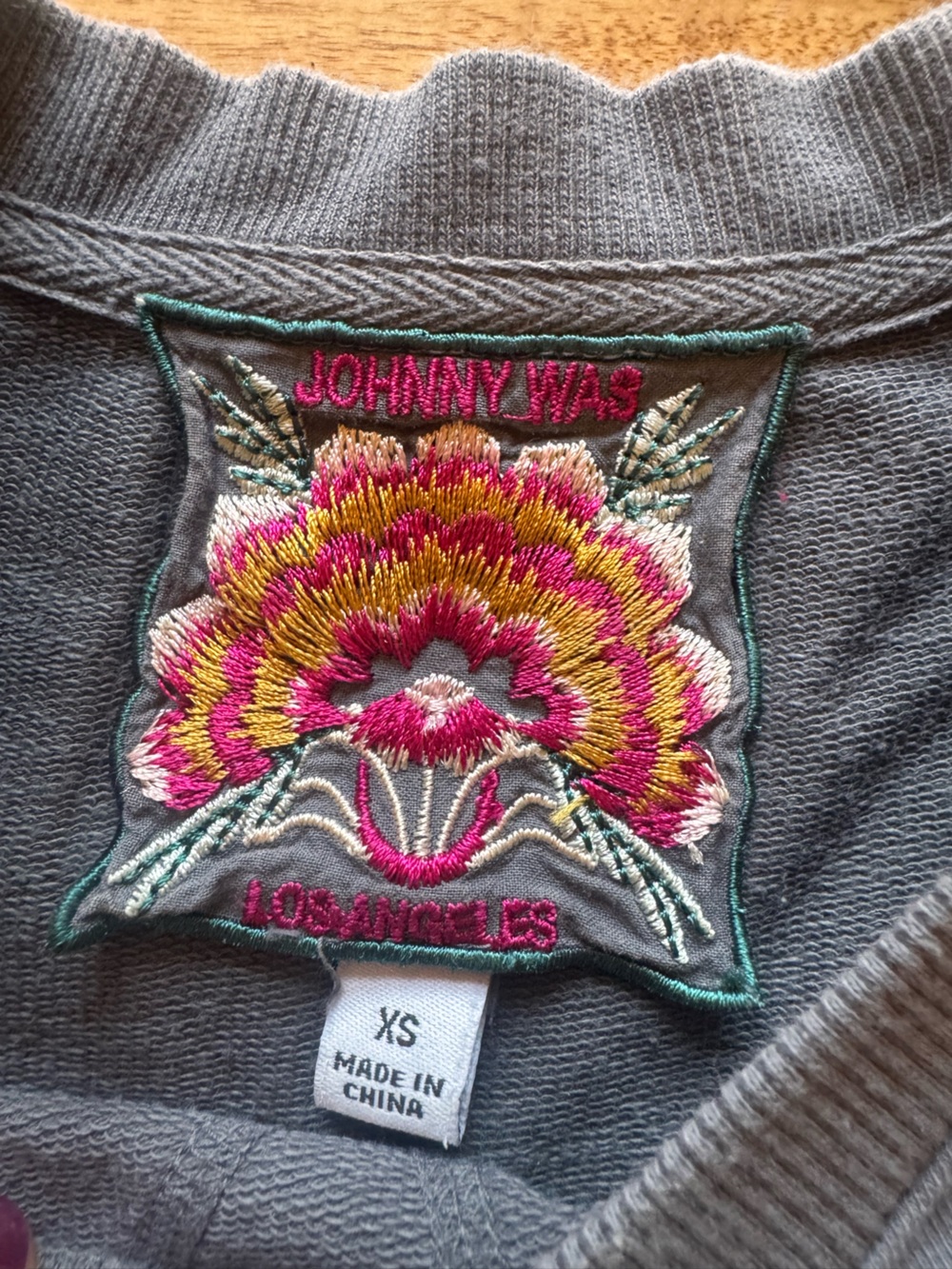 Johnny Was Blue Floral Embroidered Sweatshirt - Picture 8 of 10